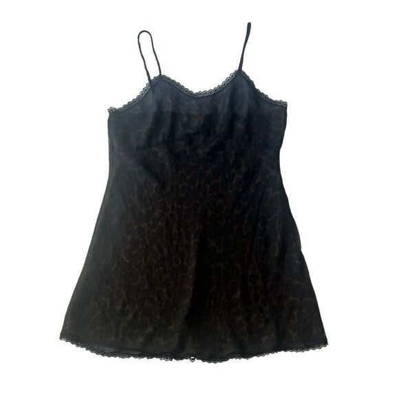 Private Luxuries Black Leopard & Lace Lingerie  Reversible Slip Dress sz XL - Picture 1 of 9